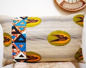 African Wax Print home decor: GOMIS Sparrow Patchwork Pillows Covers with CHEVRON Accent