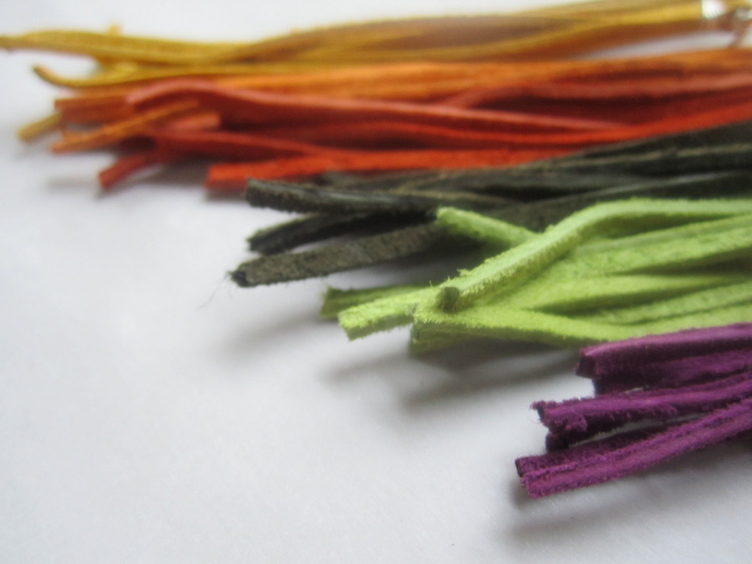Colored Leather Long Dangle Earrings Earthy Rainbow Boho Chic You Pick Your Color