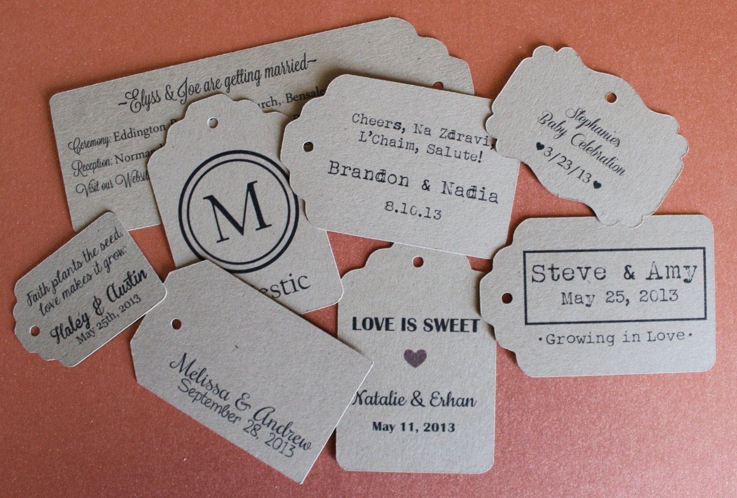 Custom Kraft Brown Tags for Labeling Gifts, Wedding Favors, Paper Crafts or Price Tags - Set of 100 Il_170x135