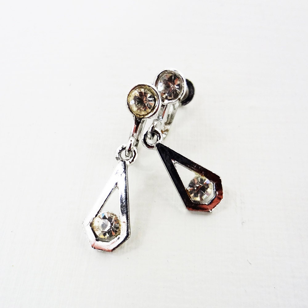 Vintage Rhinestone Dangle Earrings
