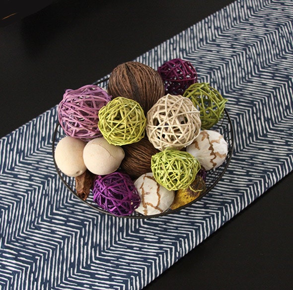 New Trendy Chevron Pattern - Navy Blue and White 12 x72" Table Runner Weddings Home Decor Showers  - Customizable