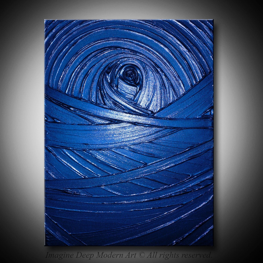 Blue Painting Indigo Royal Navy Blue - Healing Sapphire Creation - 18x24 High Quality Original Textural Sculptural Impasto Modern Fine Art