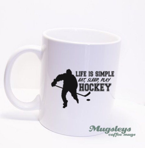 Hockey Coffee Mug , Dad Mug,  Ice Hockey Sports gift  Eat Sleep Play Hockey