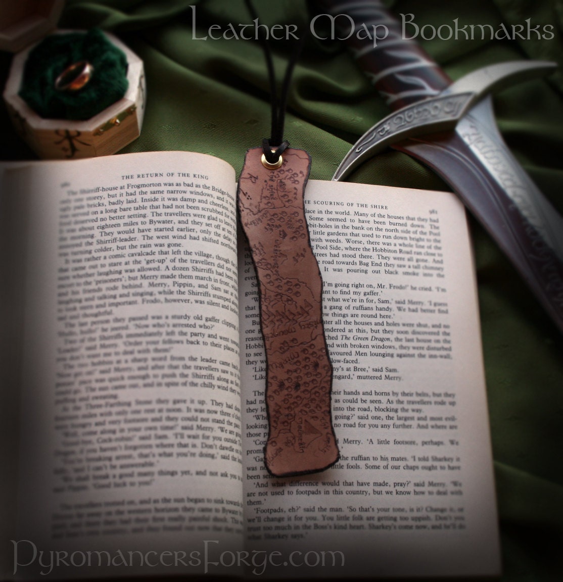 Lord of the Rings Middle Earth Map Leather Bookmark