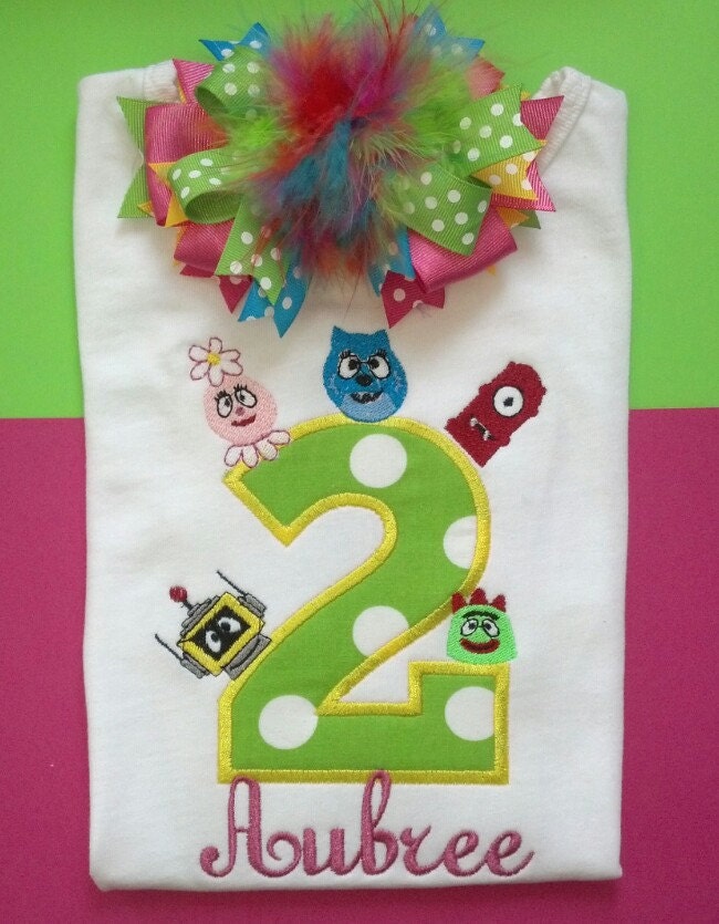 Yo Gabba Gabba Birthday Shirt and matching bow