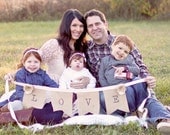 Burlap Vintage Type "LOVE" Banner