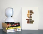 original brown painting, mustard, collage on paper, ooak, affordable gift, under 50, for him, for man, husband, home decor