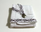 Brown Leopard Spots Grosgrain Ribbon Burp Cloth and Pacifier Clip Holder