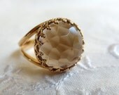 Smokey Quartz ring, Gold ring, Vintage ring, cocktail ring,  round gemstone ring, Smokey Quartz  gold ring, bridal jewelry