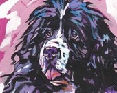 Landseer Newfoundland art print of painting pop dog portrait art bright colors 8x8"  LEA
