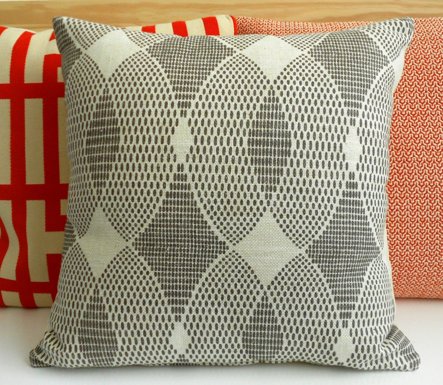 Brown modern geometric decorative throw pillow by pillowflightpdx