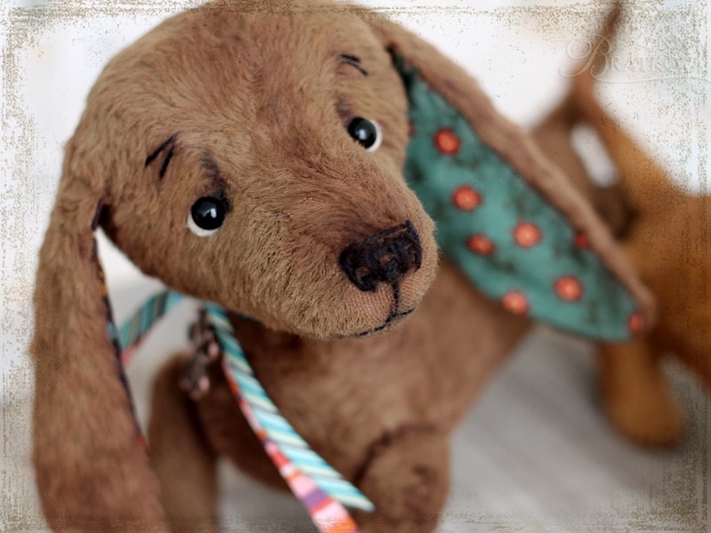 Artist Teddy dachshund OOAK chocolate brown