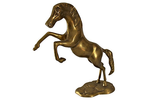 Vintage Large Brass Rearing Horse
