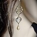 Statement Earrings - Gold - Elegant - long pearl earrings -14k Gold over Sterling Cubic Zirconia ear wires - Bridal jewelry-