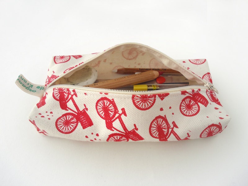 Pencil Case Dutch Transport Bike Screenprinted Organic Cotton