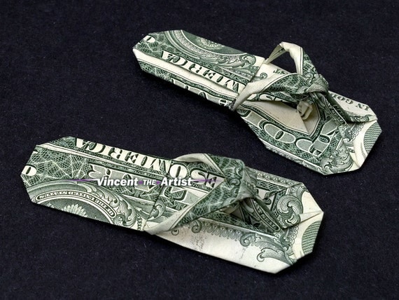 for Shoes  Money Origami Real Slippers of on Etsy Dollar made dollar Thongs slippers a
