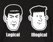 Logical Illogical Funny Geek T-shirt Geekery Tshirt Mens Womens Youth Ladies Kids Gift for Geeks and Nerds Vulcan Human Space Sci Fi Tee