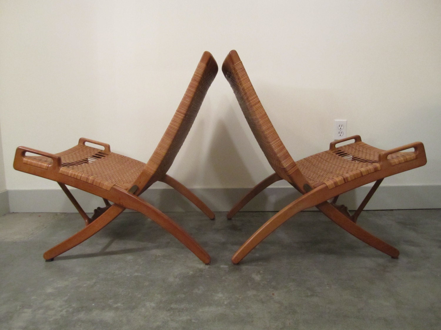 Danish Modern Hans Wegner Pair Johannes Hansen Folding Chairs