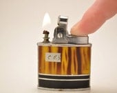 Bright Working Yellow and Black Tiger Striped Kent Pocket Lighter