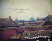 Inspirational art print quotes travel photography red roofs China grey sky home decor gift 8x10 fine art photo