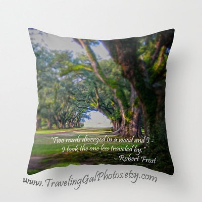 NEW Pillow Cover Inspirational art print quotes travel photography Oak Alley Louisiana green trees home decor gift pillow case 20"x20"