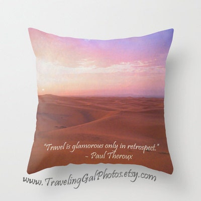 NEW Pillow Cover Inspirational art print quotes travel soft pink purple sunrise sunset Morocco desert home decor gift pillow case 20"x20"