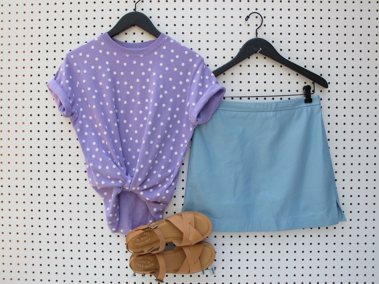 BABY BLUE / 1990s / mini LEATHER skirt