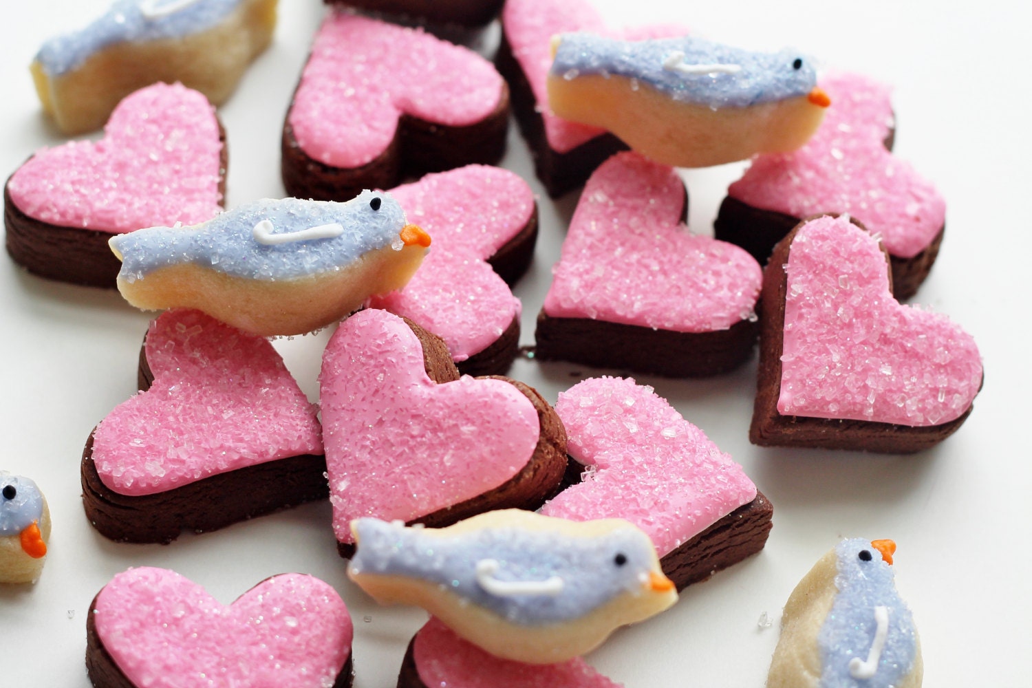 Sweetly Spring Mini Decorated Sugar Cookies - Hearts - Birds