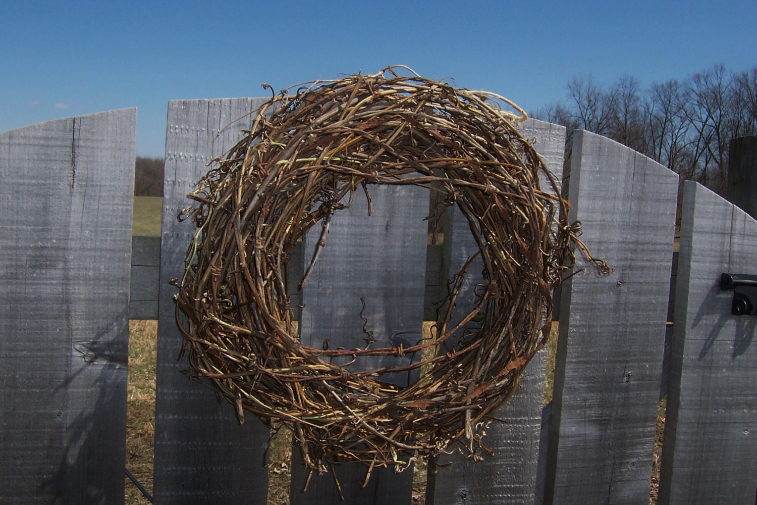 Barbed Wire Grapevine Wreath - Rusty Patina Farmhouse Country Decor Rustic Industrial, Rustic Garden