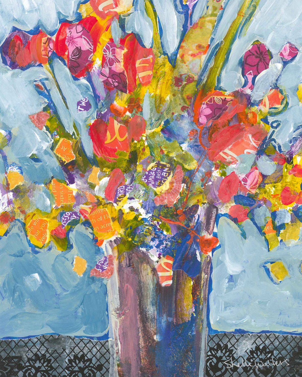 Flower Bouquet Vase Original Painting