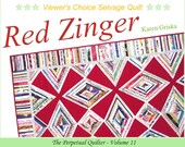 Red Zinger Selvage Quilt Pattern, PDF Quilt Pattern, Upcycle, Recycle, qtm, Immediate Delivery