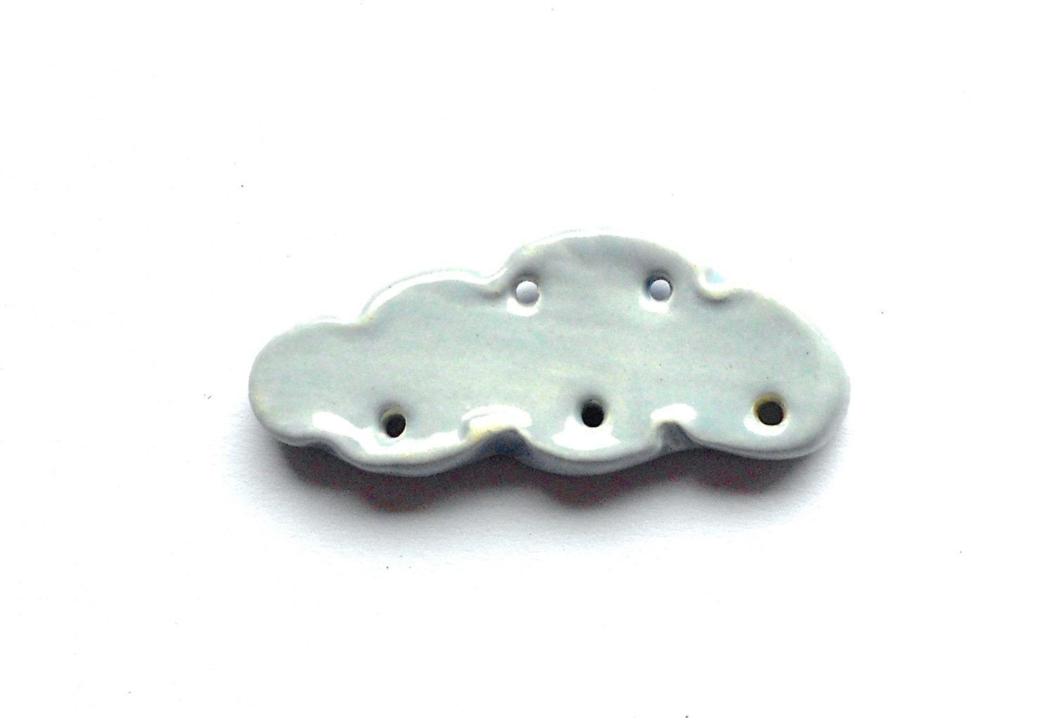 Handmade Ceramic Cloud Pendant / Connector Palest Blue - Bohulleybeads