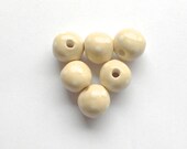 Handmade Ceramic Polka Dot  Beads One Pair Rich Cream