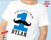 Mustache Birthday Shirt or Onesie (Blue & Black) - Personalized Birthday Shirt with child's age and name