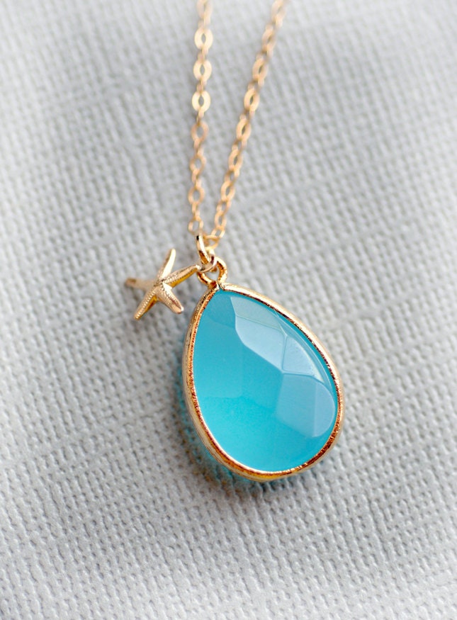 Turquoise Aqua Bridesmaid Gifts Bridal Jewelry Pendant Necklace Jewelry Accessories Bridesmaid Set Limonbijoux