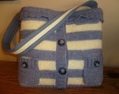tote bag or purse grey and yellow made from recycled  sweater OOAK