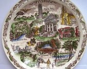 Mid Century Plate Florida by Vernon Kilns USA