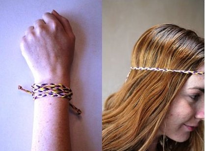 Braided Headband/ Braided Bracelet/ Pink Purple Yellow/ Summer Fashion/ Summer Headband/