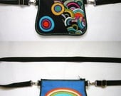 2in1 SMALL BELT BAG mini hip bag -bike bicycle tote- little sling purse /festival wallet/ Girl Child Black-Blue-Colorful-Rainbow -Black