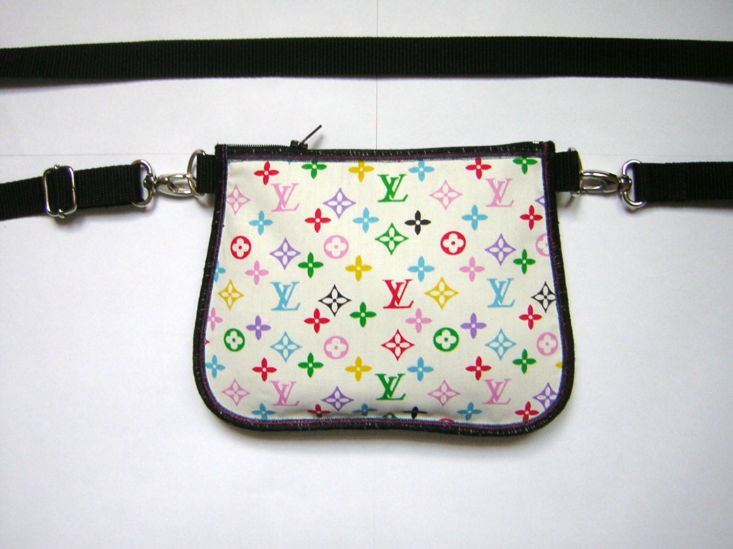 SMALL BELT BAG mini hip bag -bike bicycle tote- little sling purse /festival wallet/  Black-Ivory