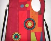 LARGE CANVAS BAG cross body bag Hobo Sling Bag bohemian gypsy Tote Purse haversack Red-Orange-Colorful  with Cirle