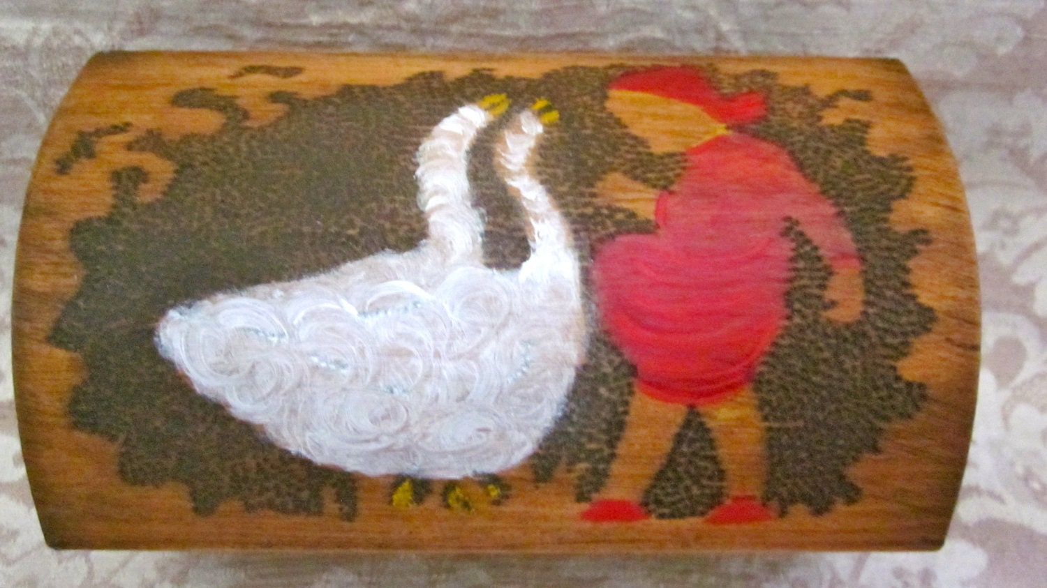 Mother's Day - Rustic Wedding - Flower Girl - Pyro Box -  Jewelry Box - Finger Joined  Sunbonnet Sue Style Vintage Wood Box