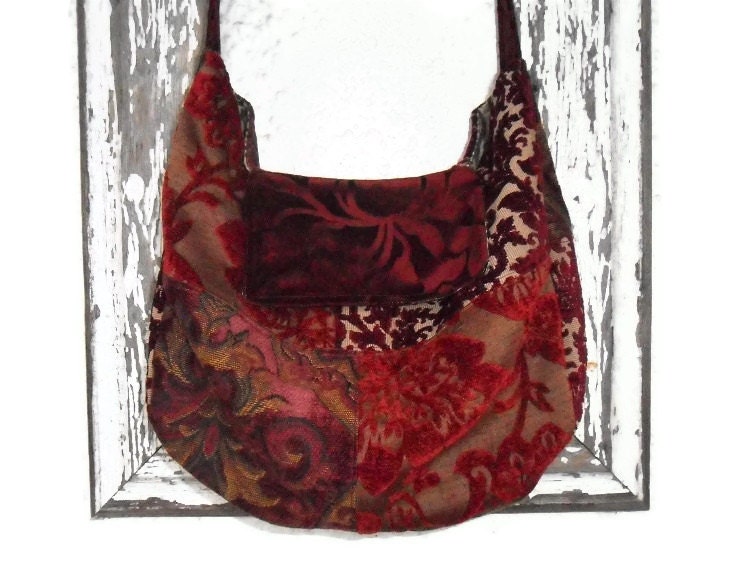 Bohemian Hippie Bag Purse Patchwork Chenille Velvet