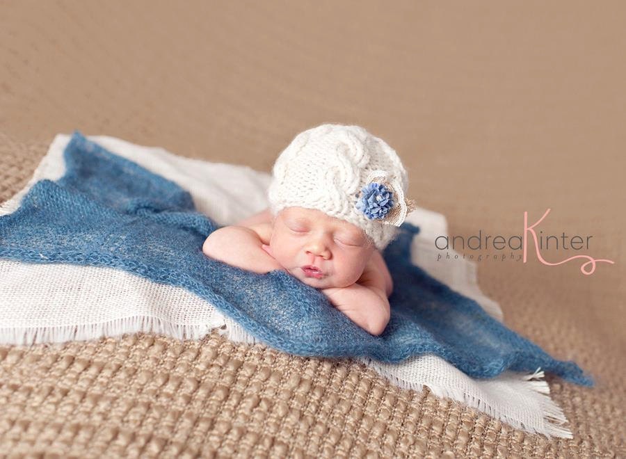 Cream Cable Beanie-Baby Hat- Newborn Photography Prop