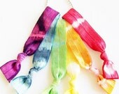 6 Tie Dye Hair Ties BoHo Rainbow by Lucky Girl Hair Ties Brand