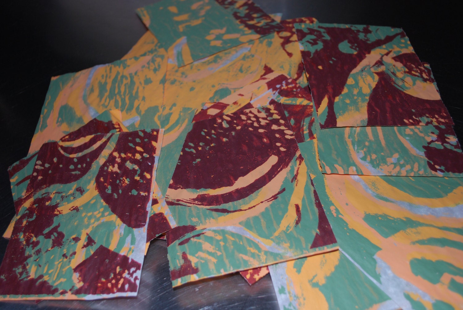 Earthy Mini Prints, Silk screened art, Screen Print cards, Blank cards, ooak art, abstract small prints