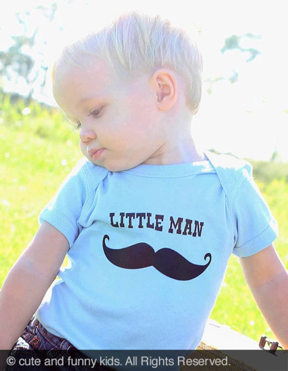 Mustache Little Man Baby Onesie -  Infant Bodysuit - Silkscreen printed with waterbased inks