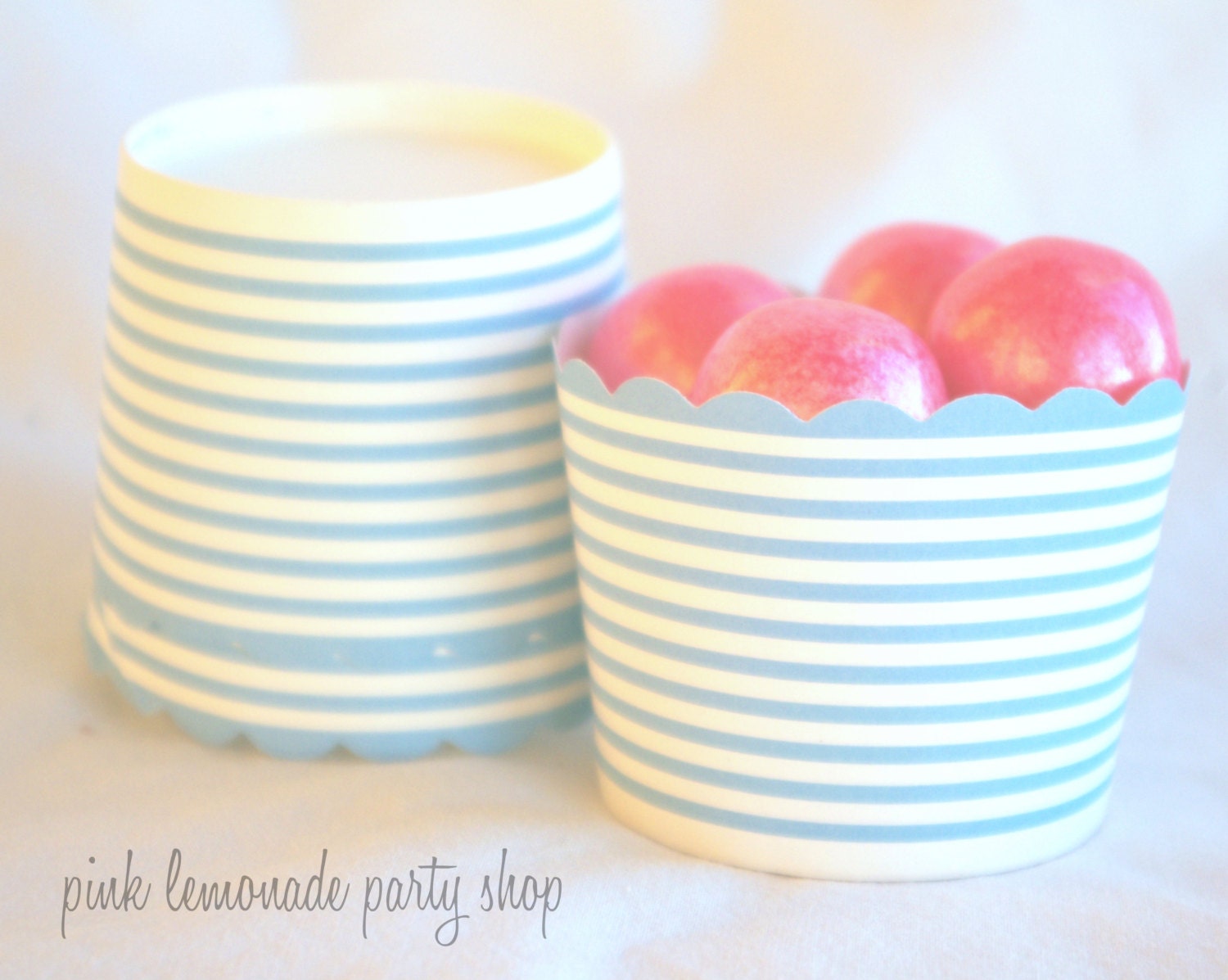 Small blue and white stripe-Nut/Candy/Baking Cups--20ct--Parties--cupcakes-gumballs-snacks
