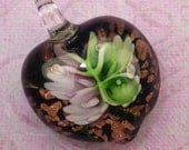 Big Lampwork Glass Heart Shaped Butterfly Inside Pendant (1 Piece ) - Jewelry Supplies -KarPenaEnterprises