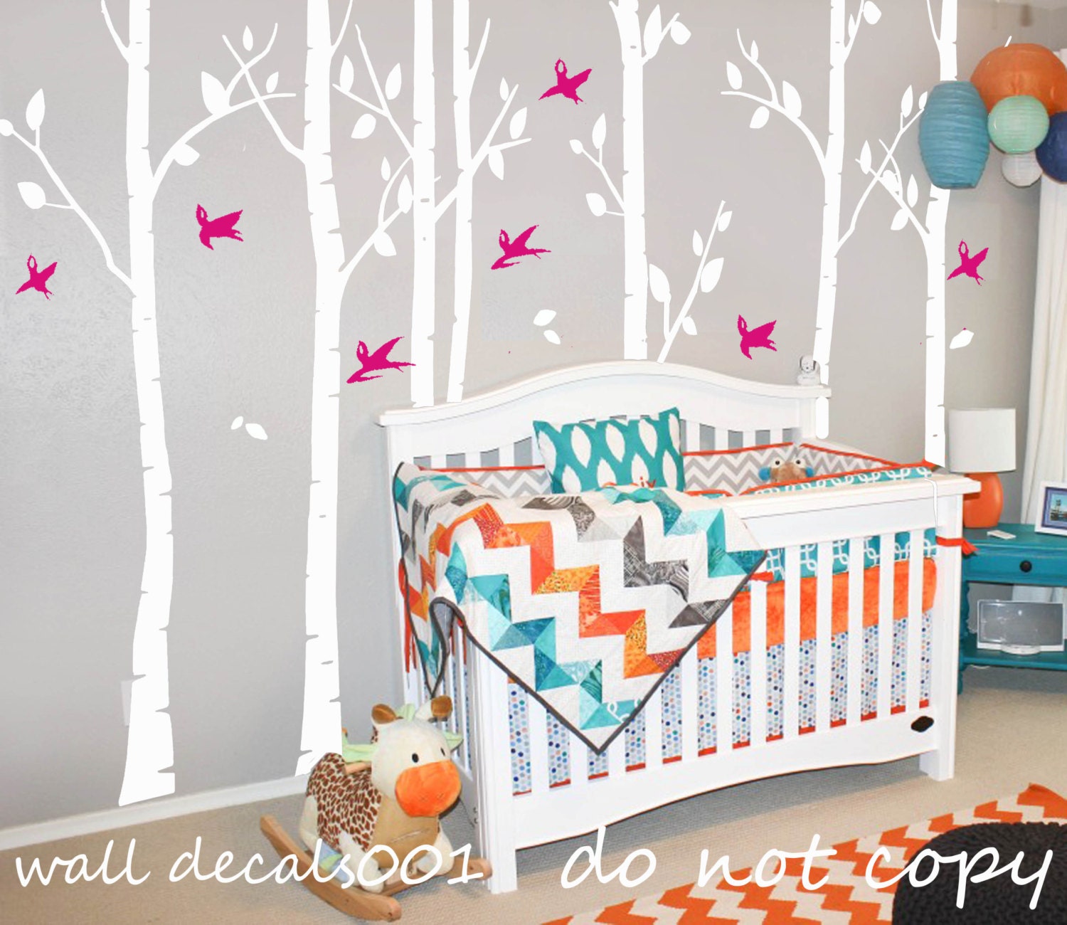 white Tree Wall Decals wall Stickers wall decor,tree,decal,kids,baby